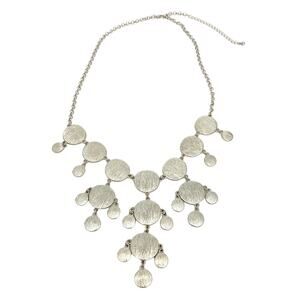 Womens' Silver Tone Statement Bib Necklace